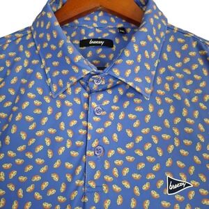 Breezy Golf Bobby Caesars Polo Shirt Men's 2XL Blue Short Sleeve Performance